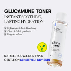 VT COSMETICS Glucamune toner drops application demonstrates a light, non-sticky hydration layer.