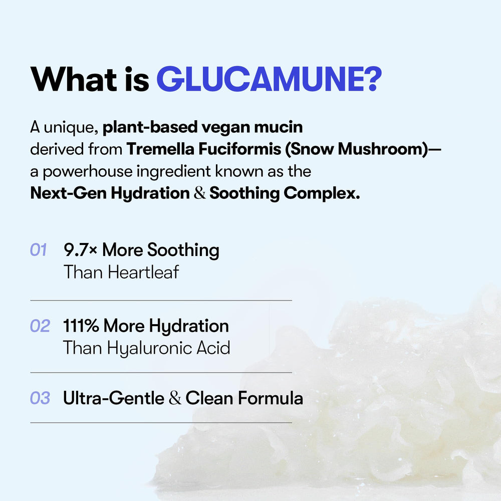 VT COSMETICS Glucamune toner snow mushroom texture highlights gentle hydration.