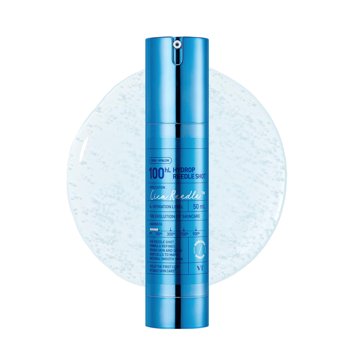 VT COSMETICS Hydrop Reedle Shot bottle showing intense hydration for dewy skin