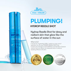 VT COSMETICS Hydrop Reedle Shot texture close-up highlighting HA nano-capsules for hydration