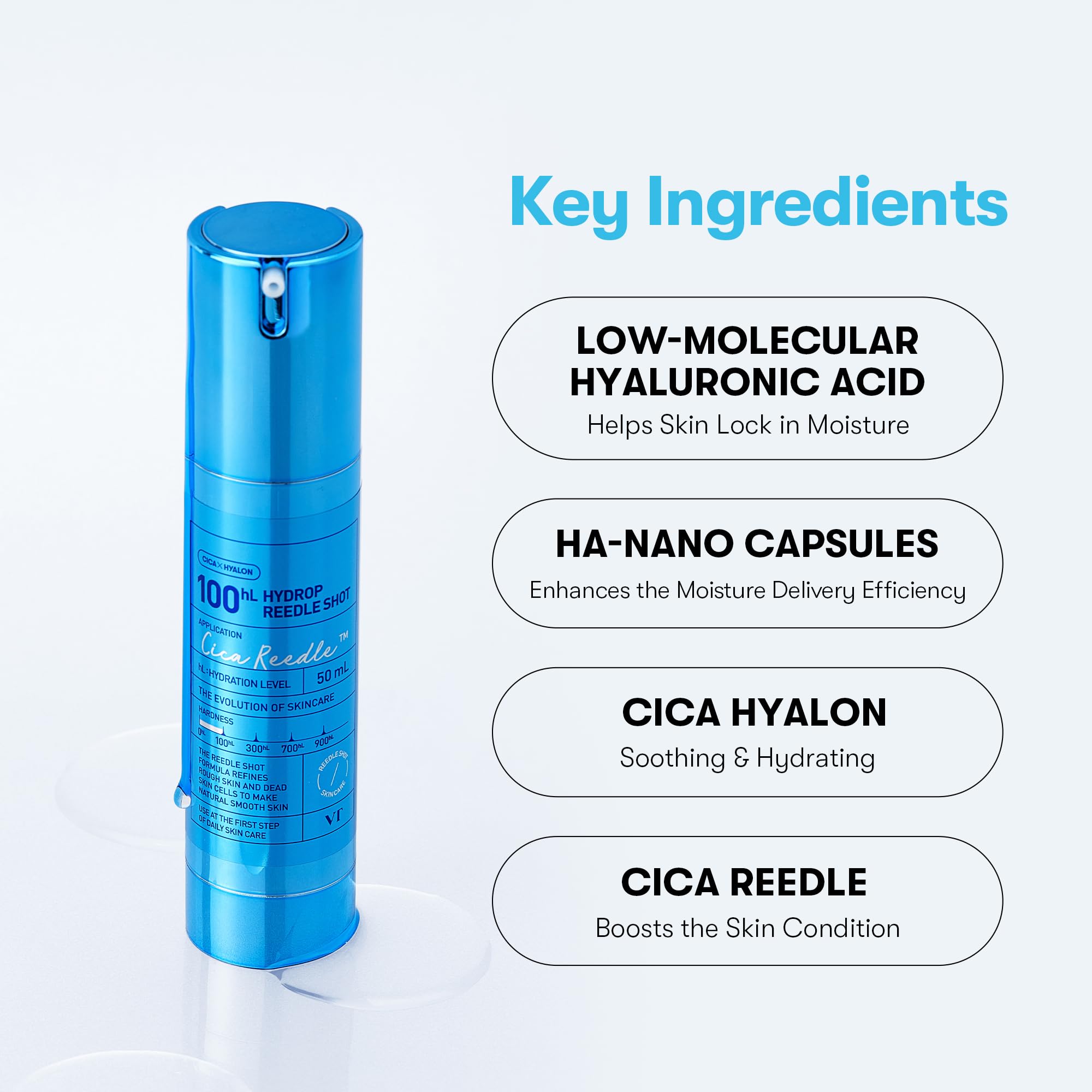 VT COSMETICS Hydrop Reedle Shot absorbs quickly with no stickiness, ideal for layering