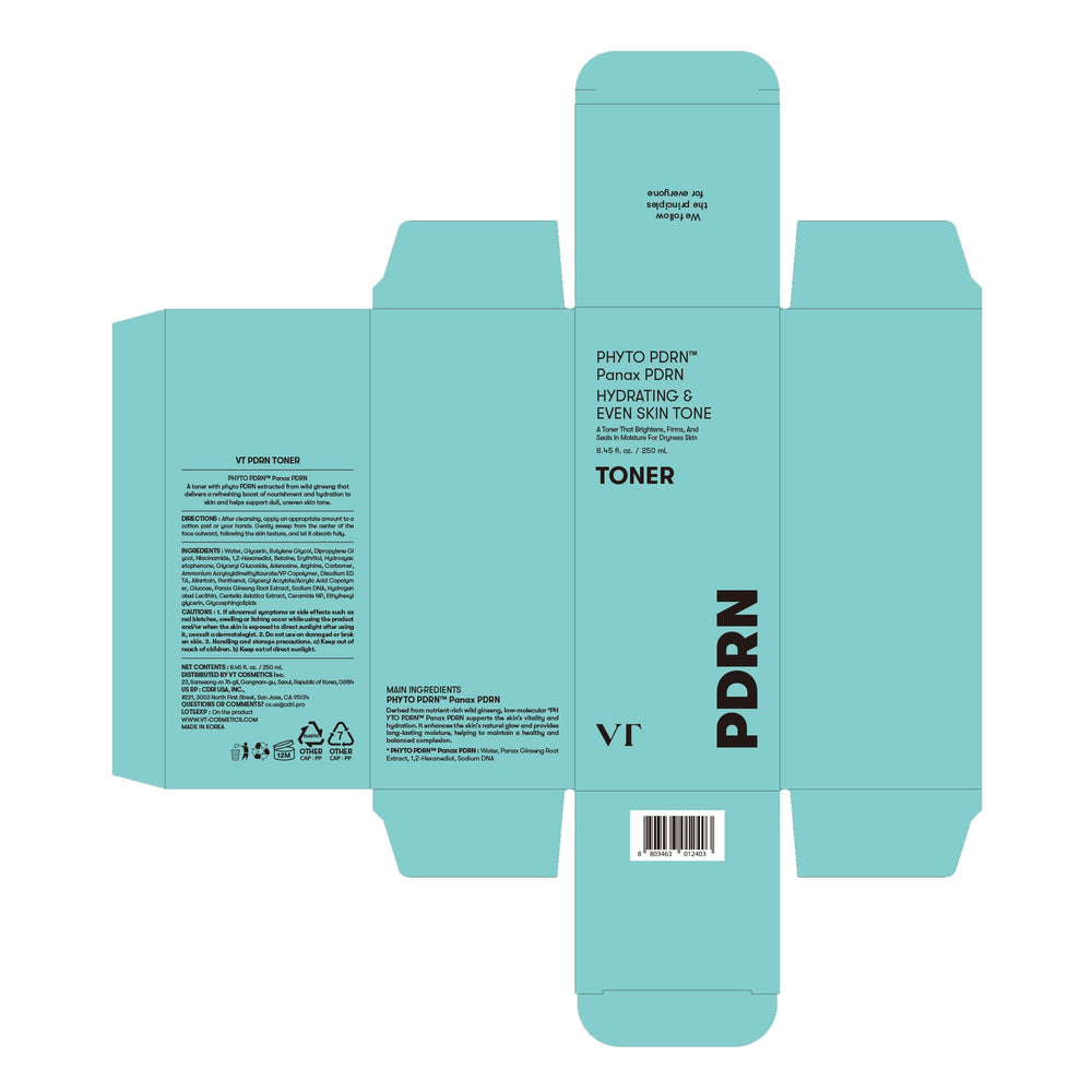 VT COSMETICS PDRN Toner ingredients science highlights wild ginseng phyto-PDRN.