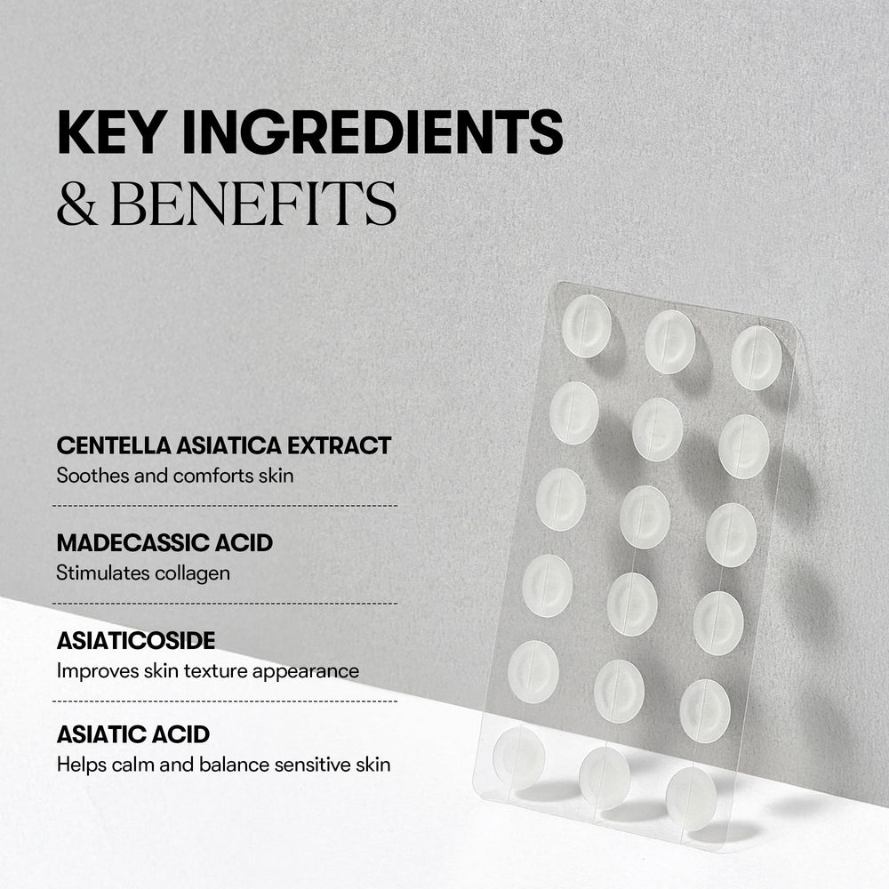 VT COSMETICS Pro CICA Centella patch on-skin application shows near invisibility.