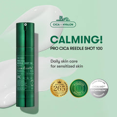 VT COSMETICS Pro Cica Reedle Shot 100 dropper illustrating lightweight serum texture for calm skin.