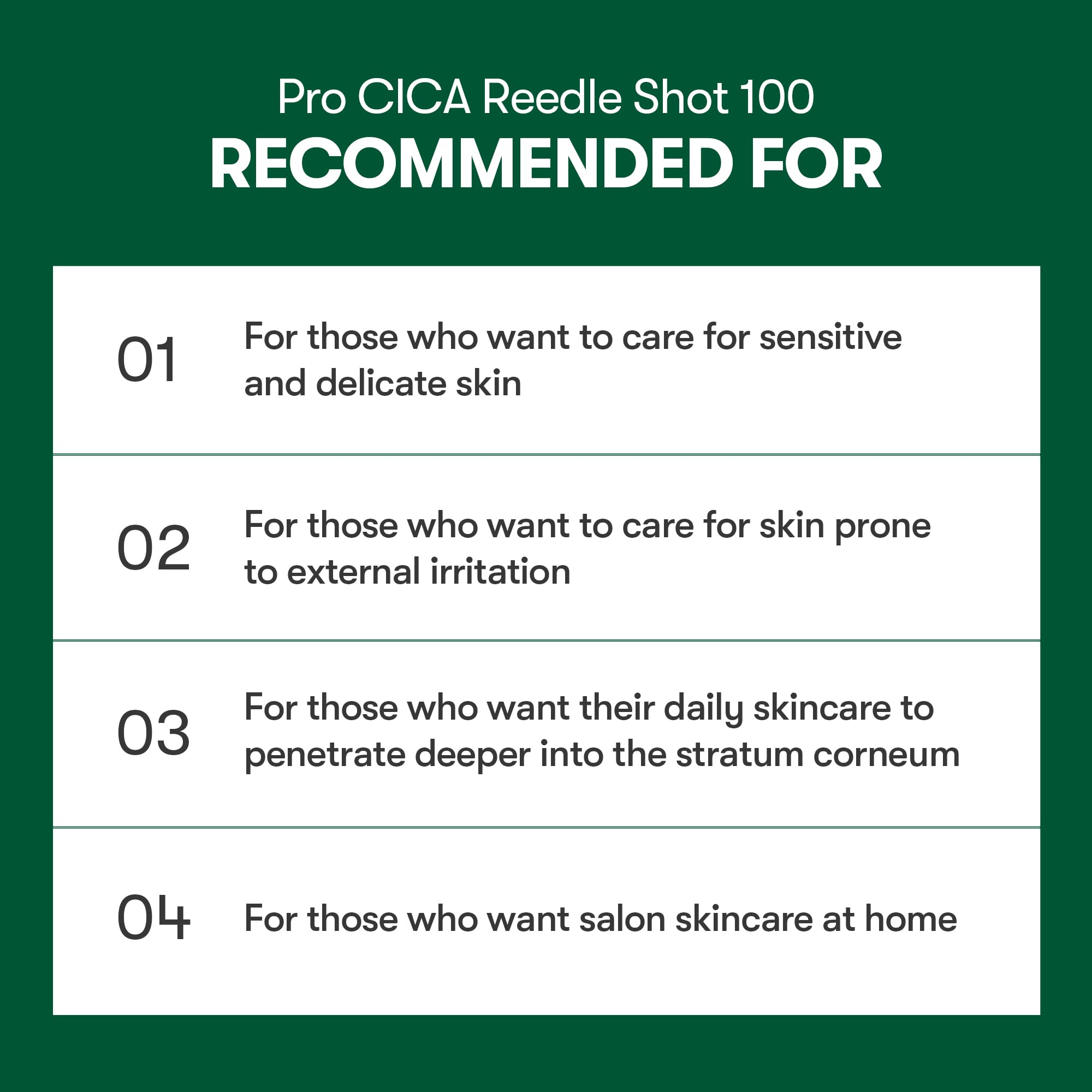VT COSMETICS Pro Cica Reedle Shot 100 packaging display for daily skincare booster.
