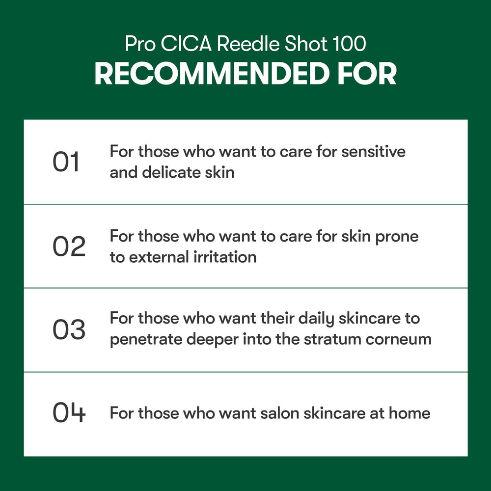 VT COSMETICS Pro Cica Reedle Shot 100 packaging display for daily skincare booster.