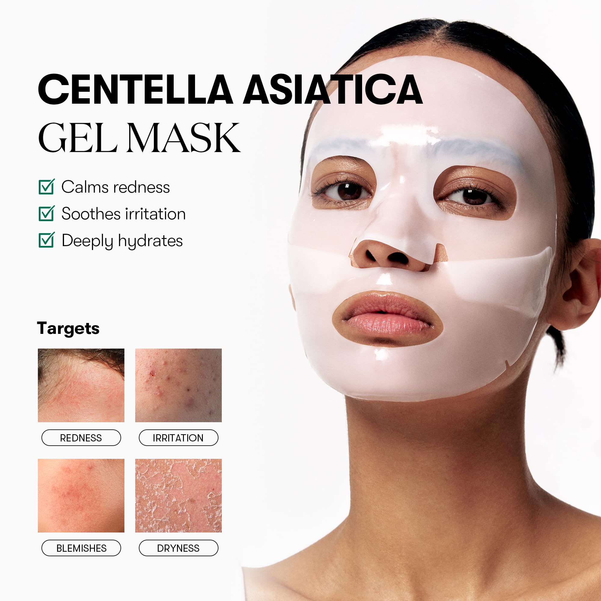 VT COSMETICS Pro Cica Reedle Shot hydrogel mask closeup highlights cooling, comforting sensation.