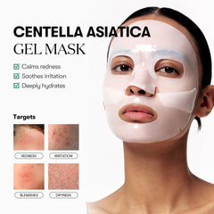VT COSMETICS Pro Cica Reedle Shot hydrogel mask closeup highlights cooling, comforting sensation.