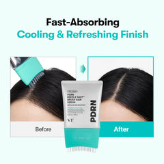 VT COSMETICS applying serum to scalp showing targeted coverage and cooling feel
