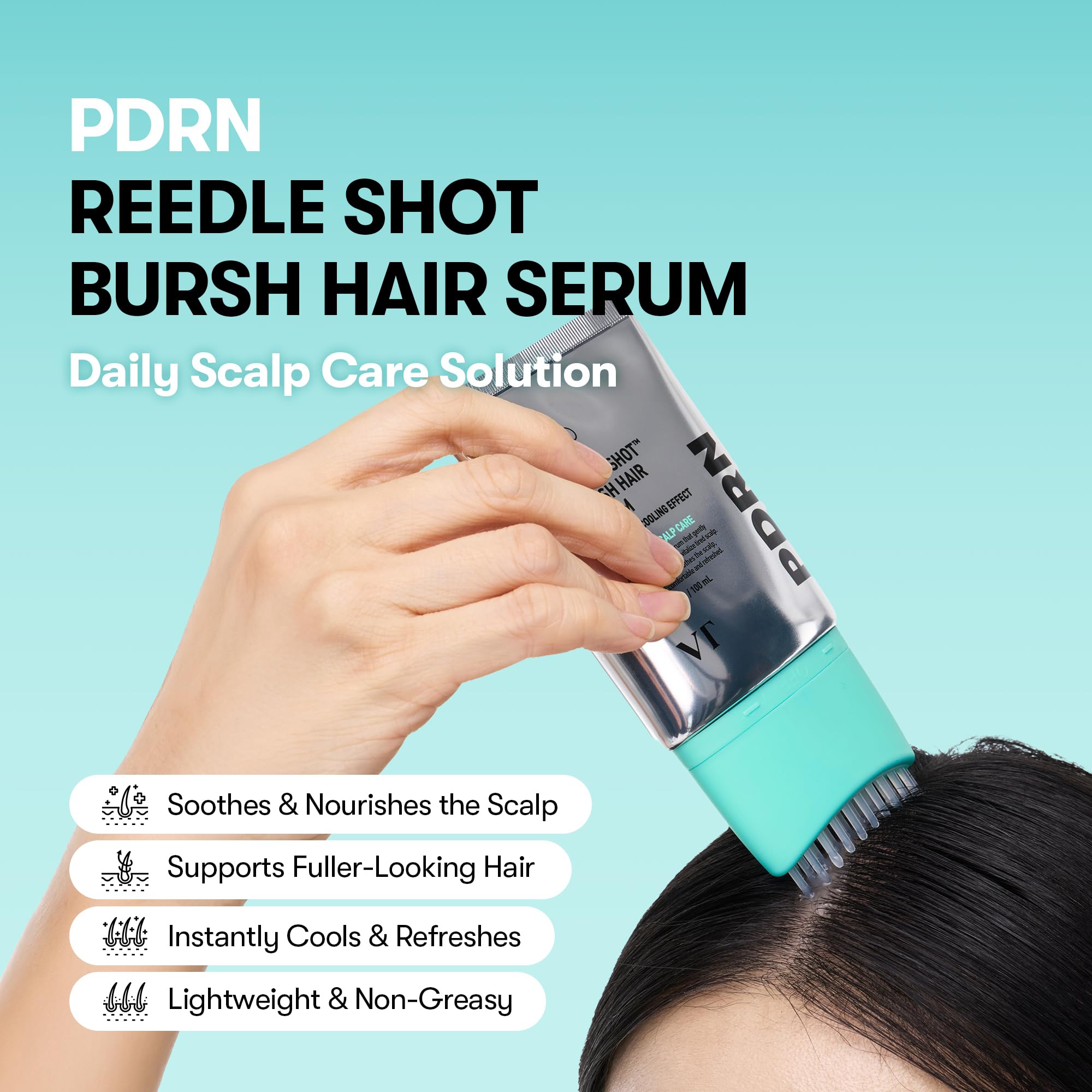 VT COSMETICS close-up of brush head applicator for precise scalp delivery