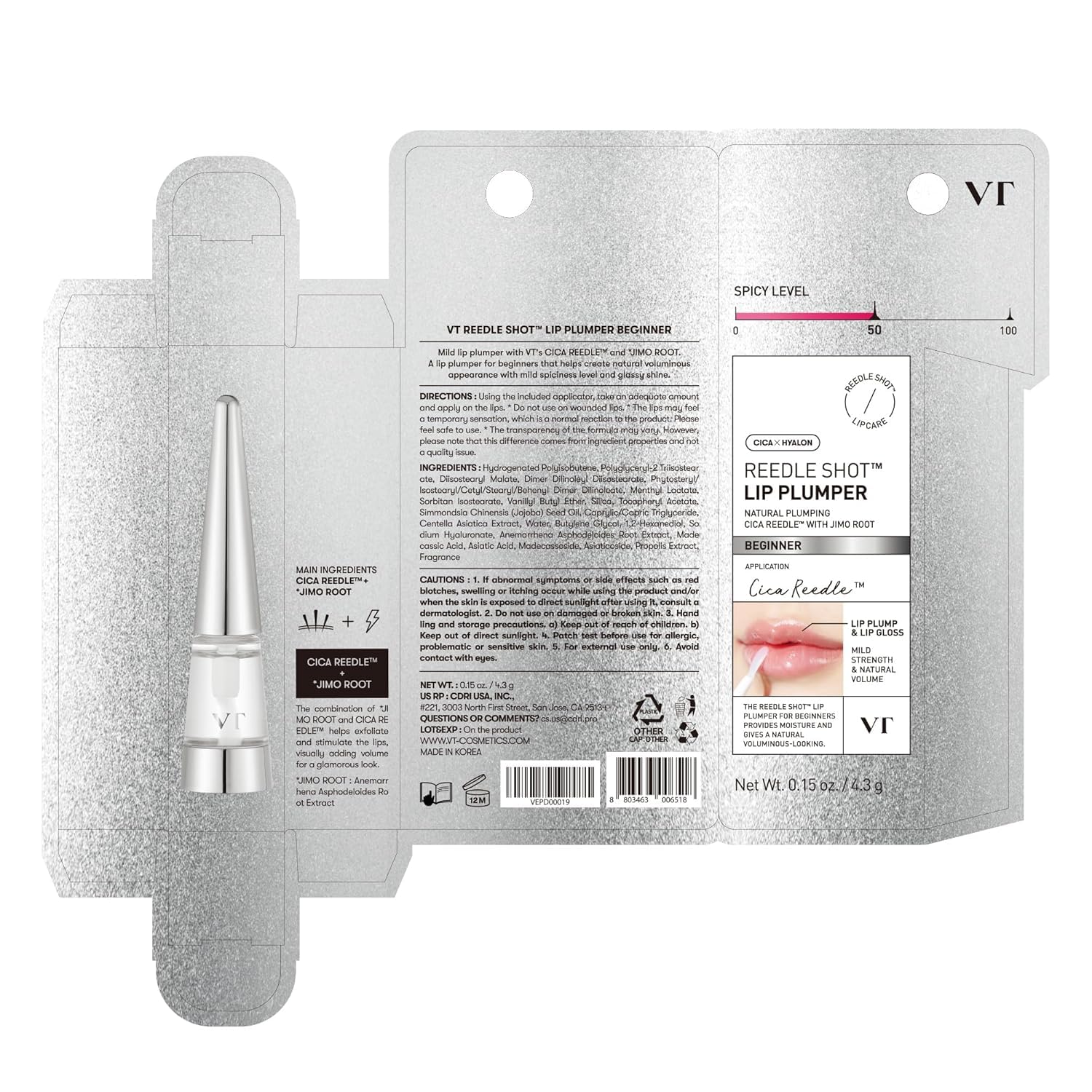 VT COSMETICS Reedle Shot lip plumper in gift-ready box for stocking stuffers.