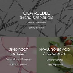 VT COSMETICS Reedle Shot lip plumper hydration application shows moisturizing feel