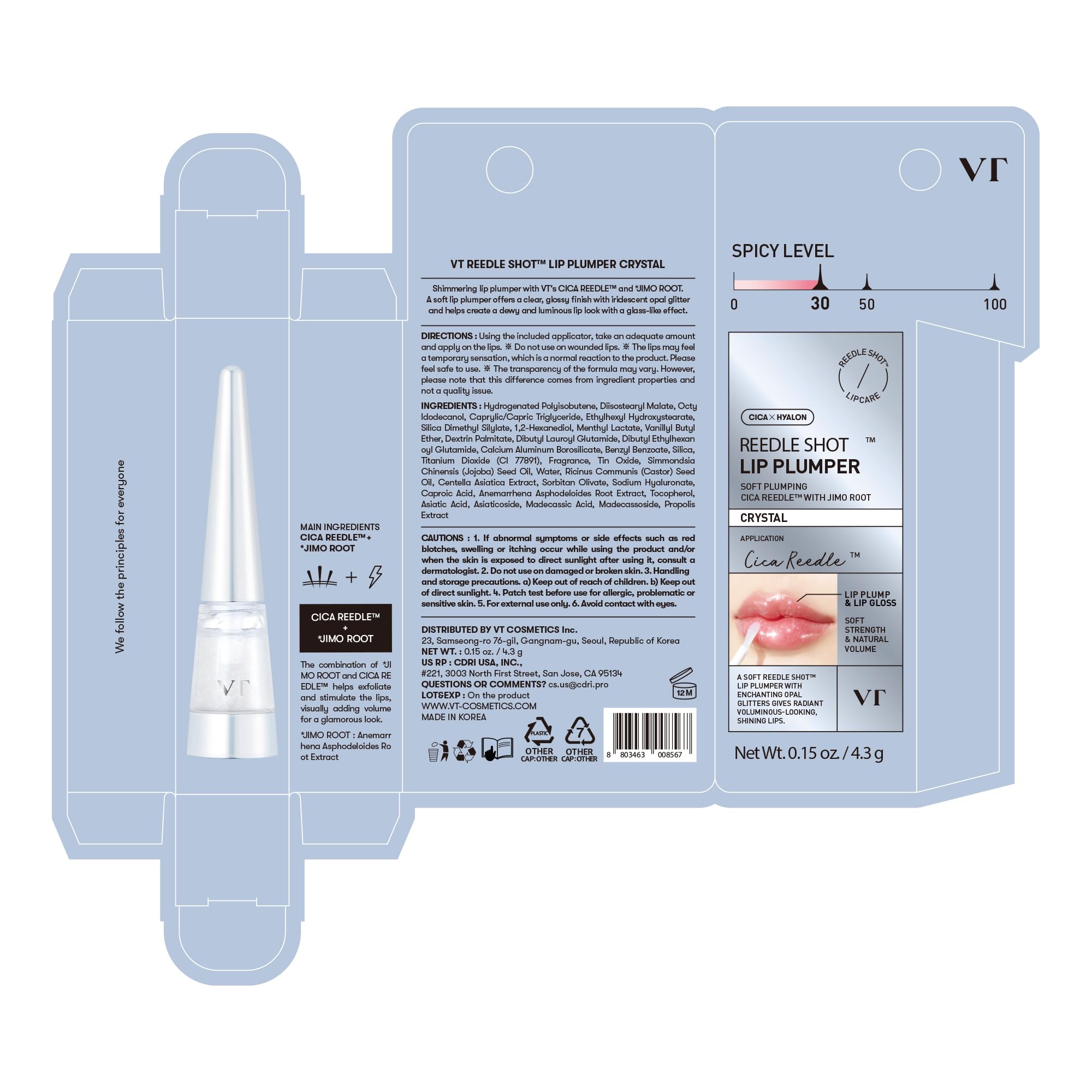 VT COSMETICS Reedle Shot lip plumper packaging display highlights stocking stuffer suitability