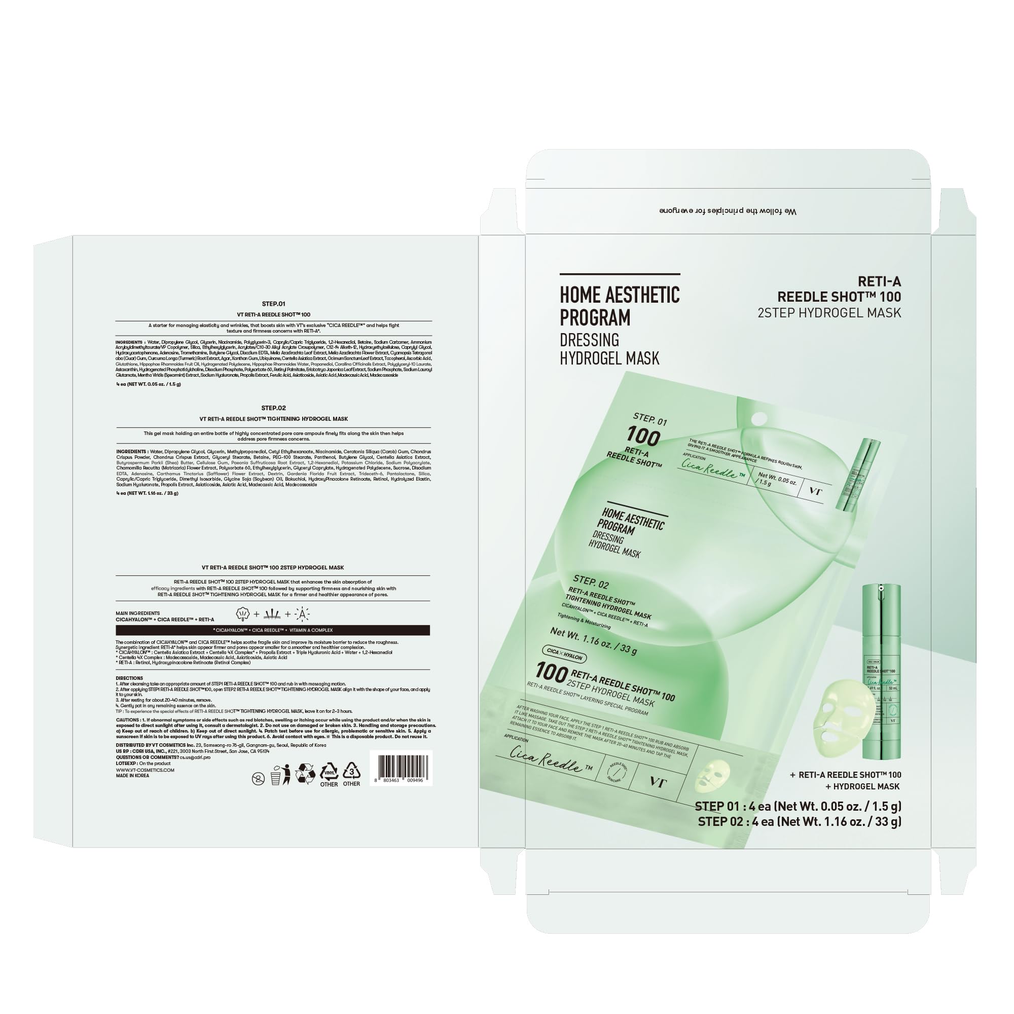 VT COSMETICS Reti-A Reedle Shot overnight melting mask dissolves sleep-time barrier for calm renewal.