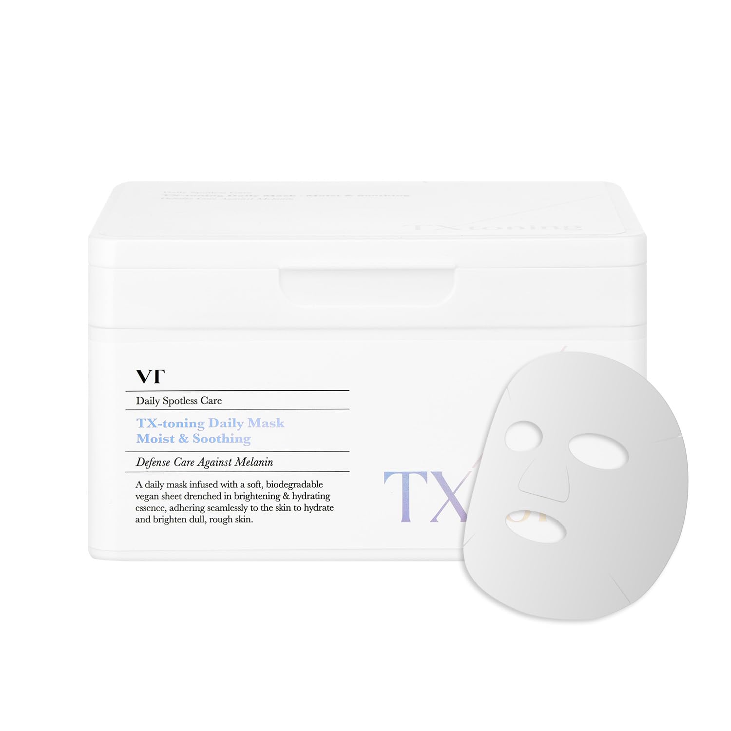VT COSMETICS TX Toning Daily Mask pack shot highlights hydrating sheet mask for glowing skin
