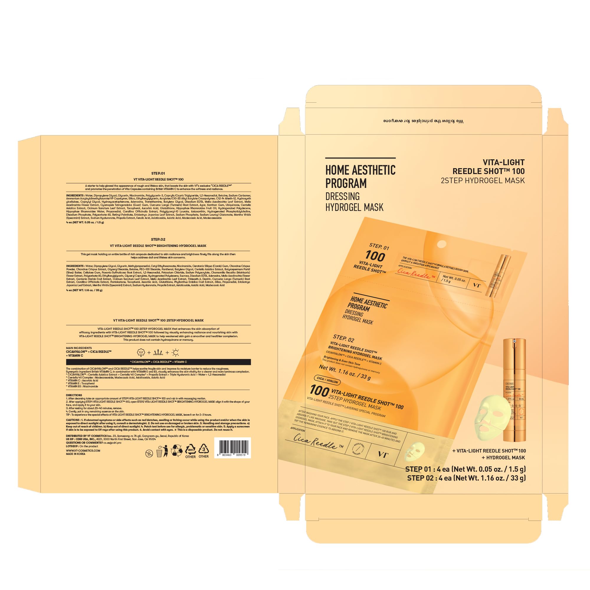 VT COSMETICS Vita-Light Reedle Shot 100 Korean facial mask delivering spa-like at-home glow