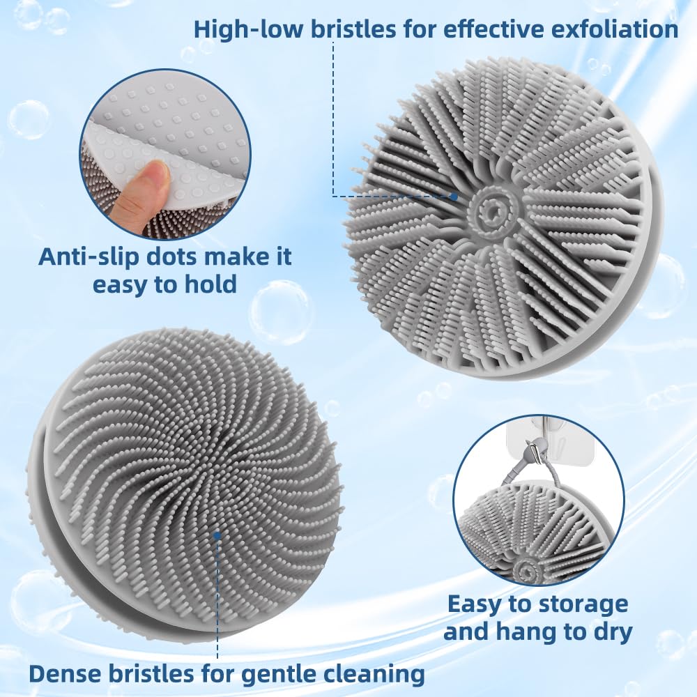 VToALARD silicone body scrubber with anti-slip handle ensures a secure grip.