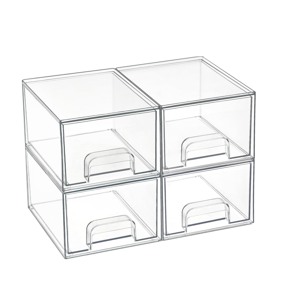 Vtopmart 4-pack clear drawers front view for compact, organized storage