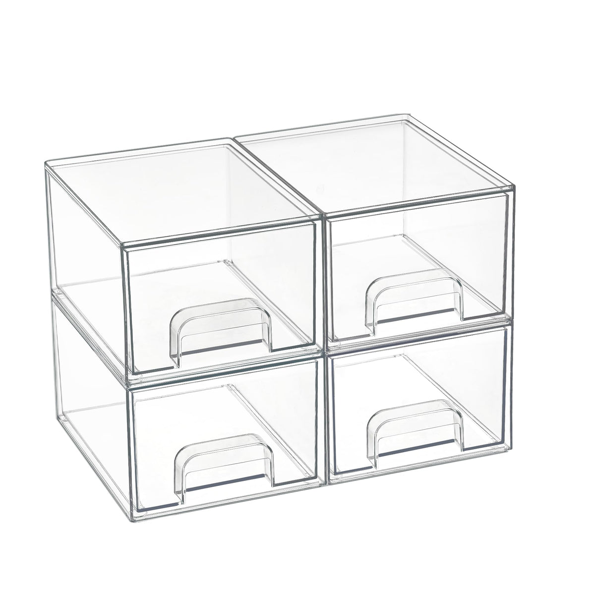 Vtopmart 4-pack clear drawers front view for compact, organized storage