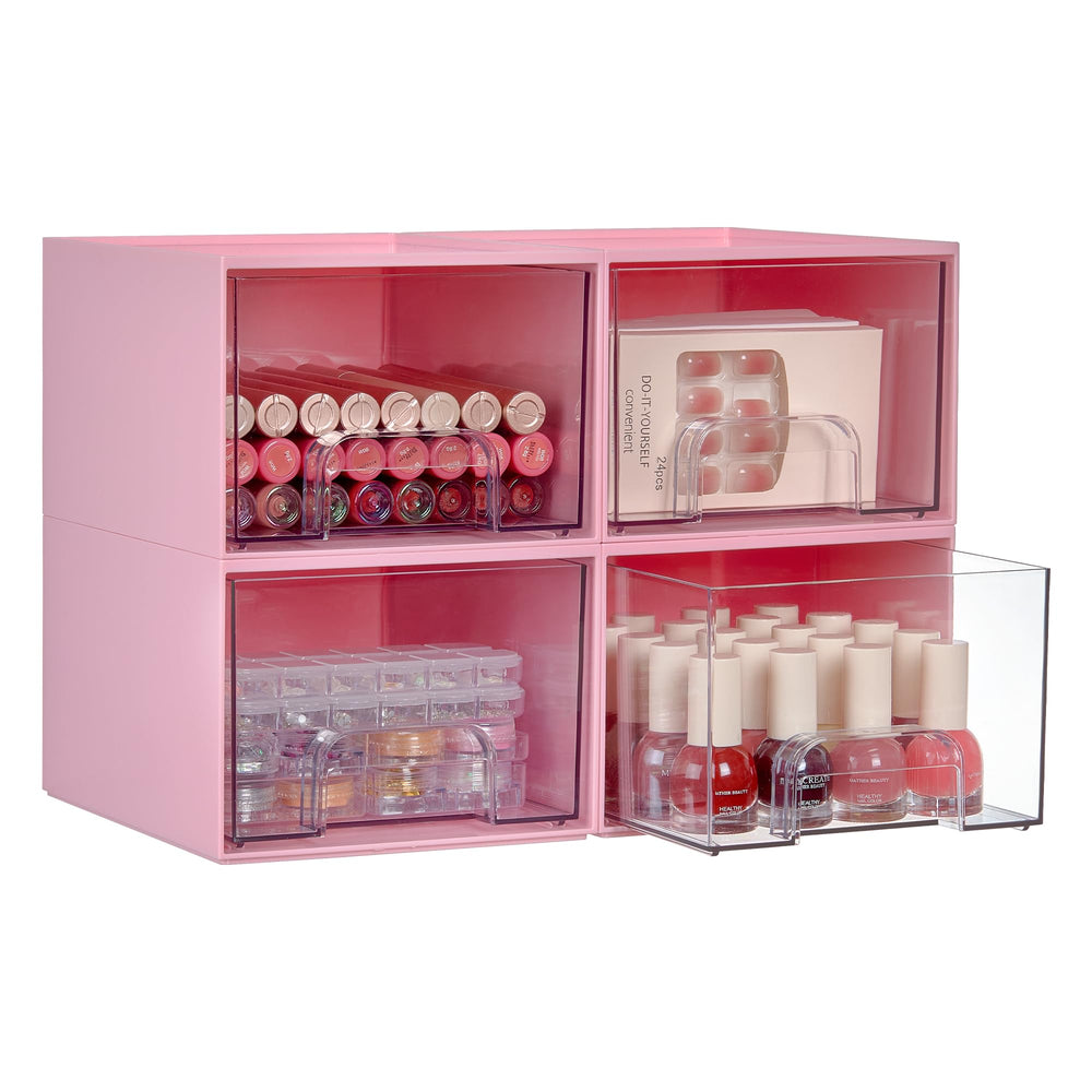 Vtopmart 4-pack pink outer box drawer organizer keeps vanity tidy