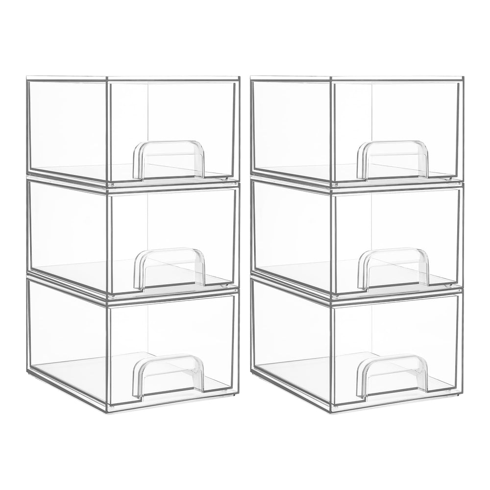 Vtopmart 6-pack small clear drawers front view for cosmetics organization and quick access