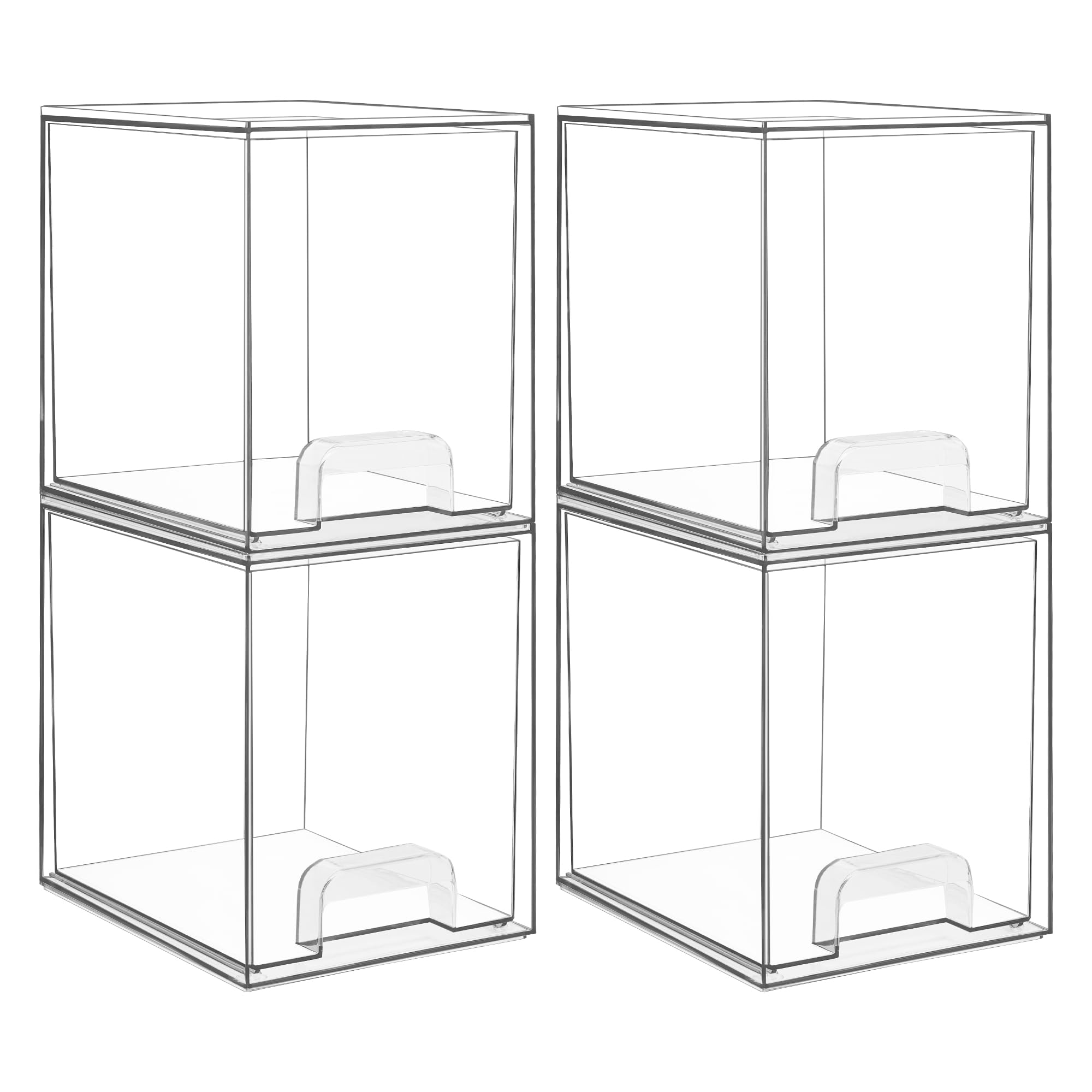 Vtopmart 7.6in clear stackable drawers front view shows organized skincare storage