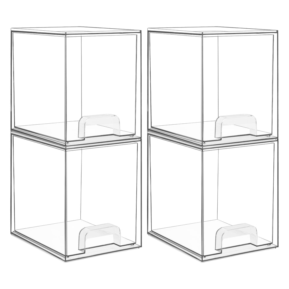 Vtopmart 7.6in clear stackable drawers front view shows organized skincare storage