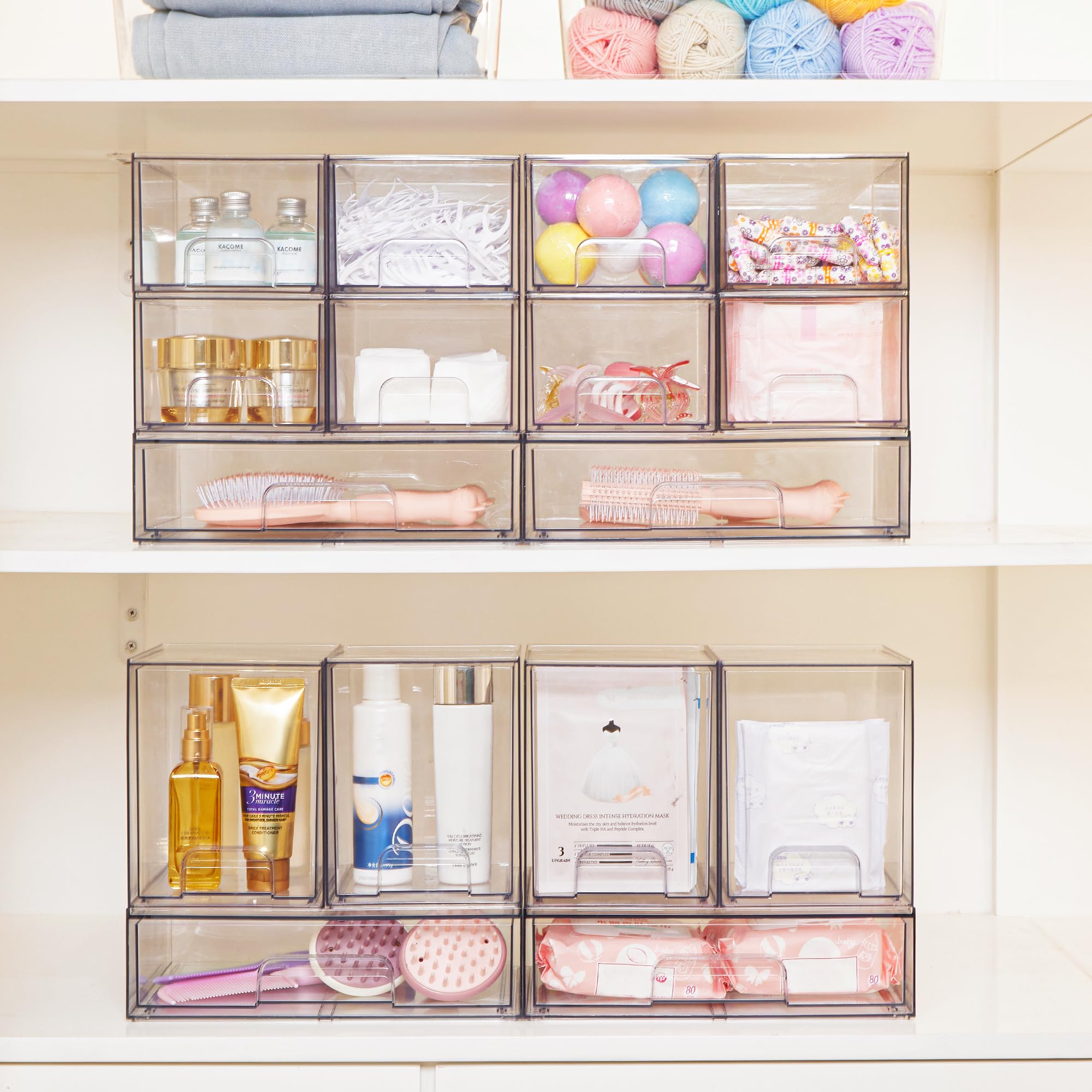 Vtopmart 7.6in stack-ready four-drawer setup demonstrates compact vanity organization
