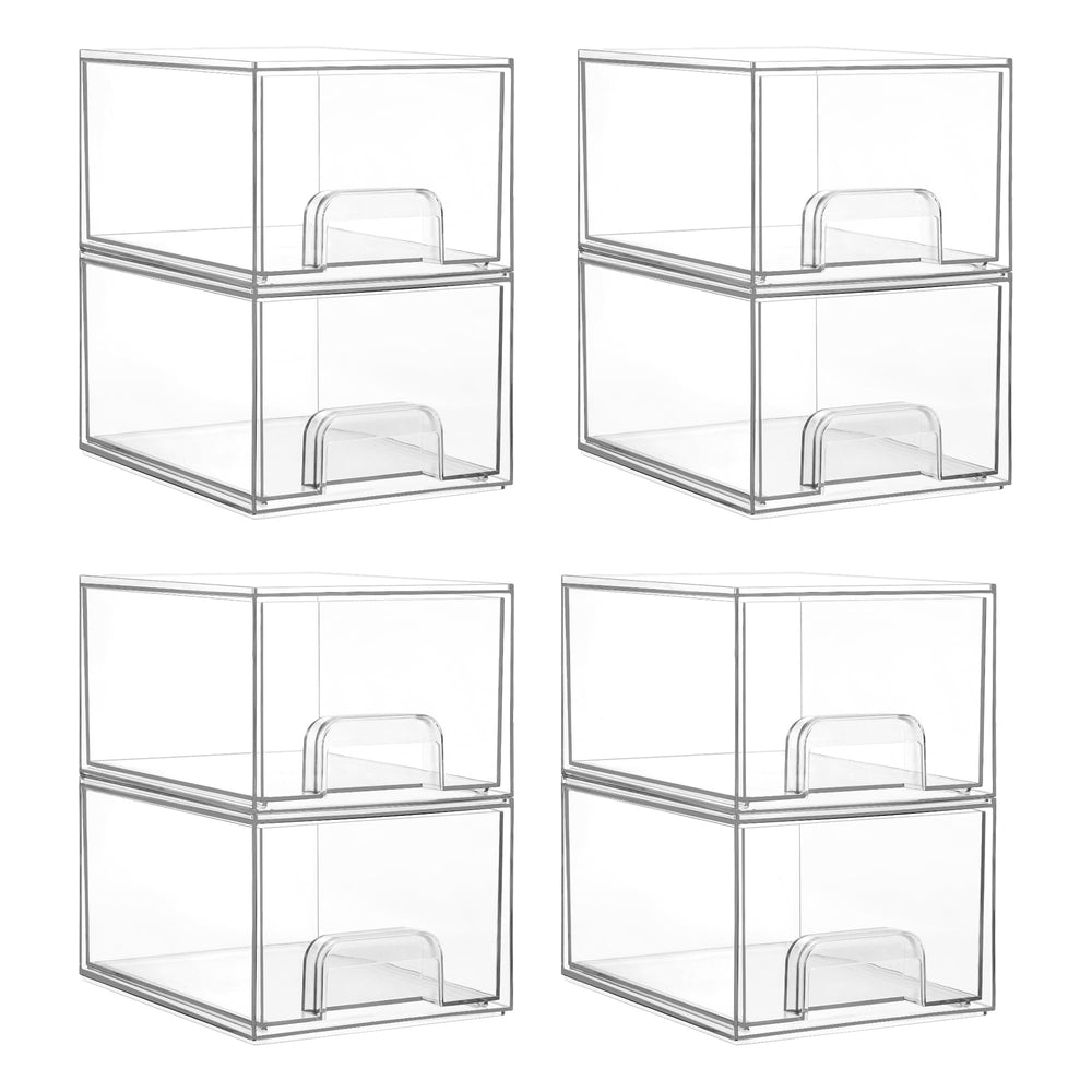 Vtopmart 8-pack clear stackable drawers front view for easy vanity organization