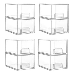 Vtopmart 8-pack clear stackable drawers front view for easy vanity organization