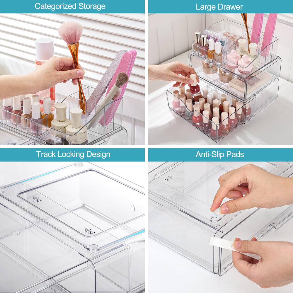 Vtopmart anti-slip bottom pads keep the organizer stable during use.