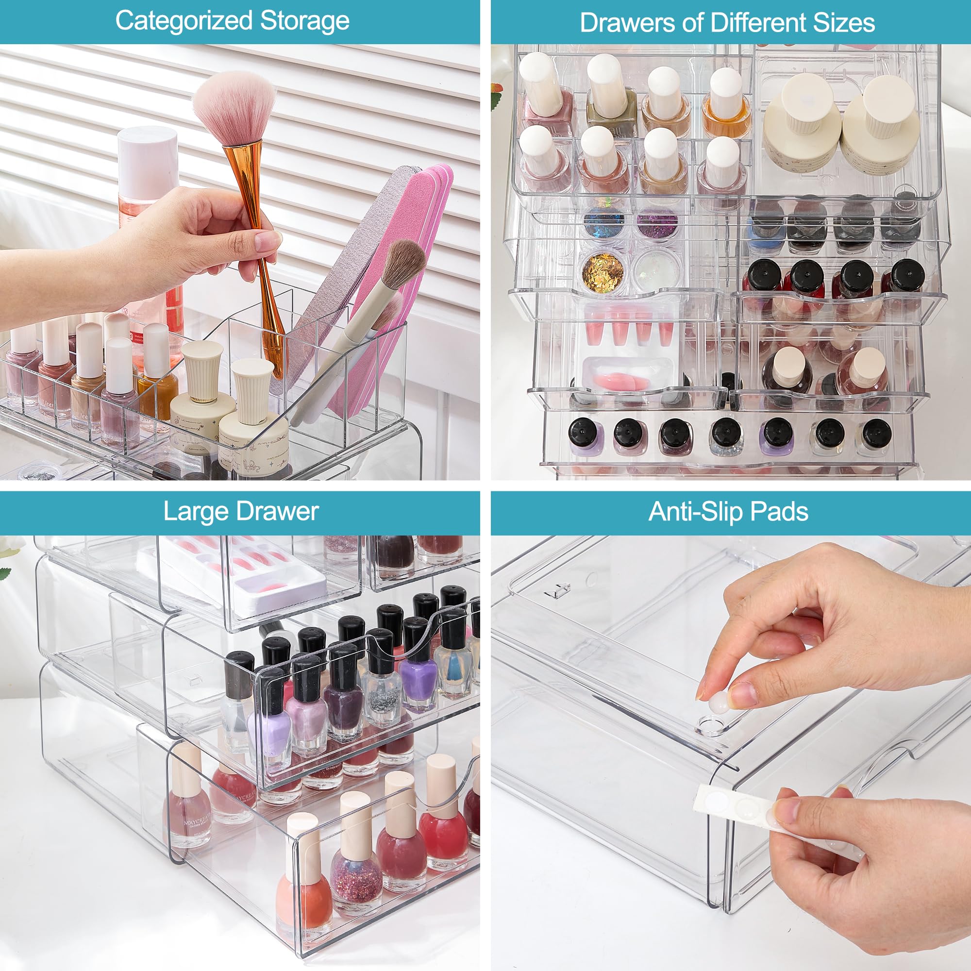 Vtopmart anti-slip pads stabilize the organizer during use.