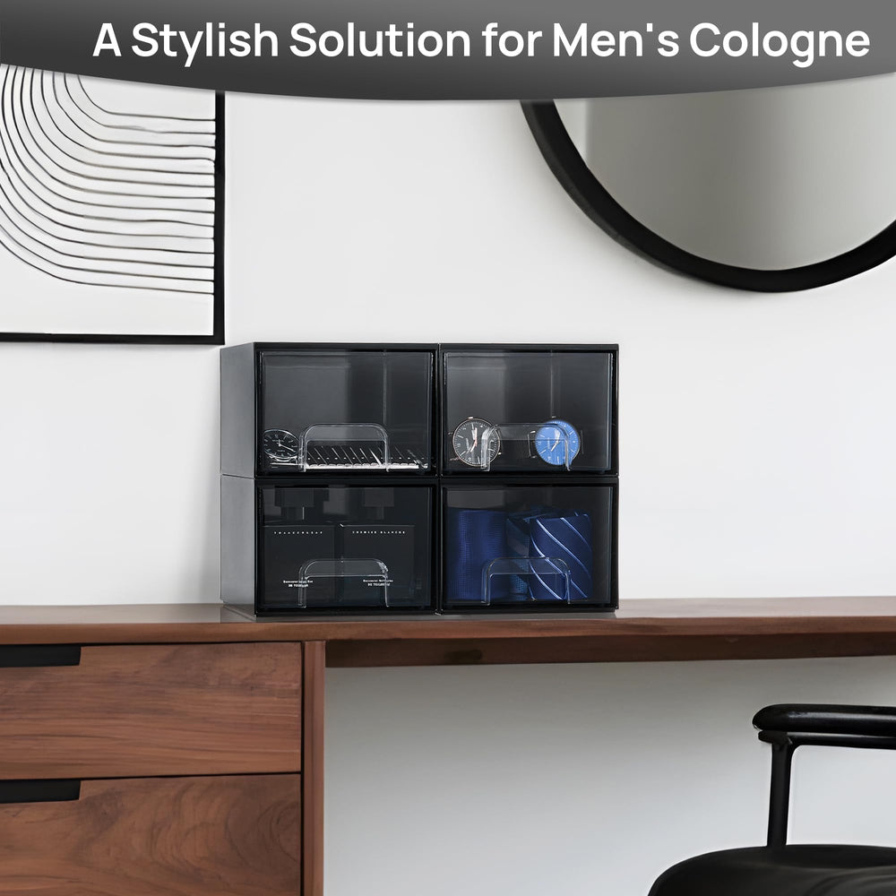 Vtopmart bathroom-countertop organizer protecting items from dust with sleek look
