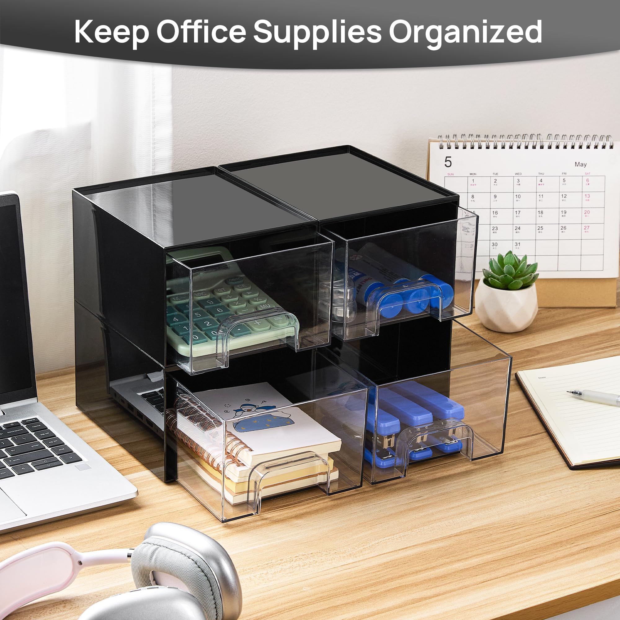 Vtopmart stackable drawer set saving vertical space and reducing clutter