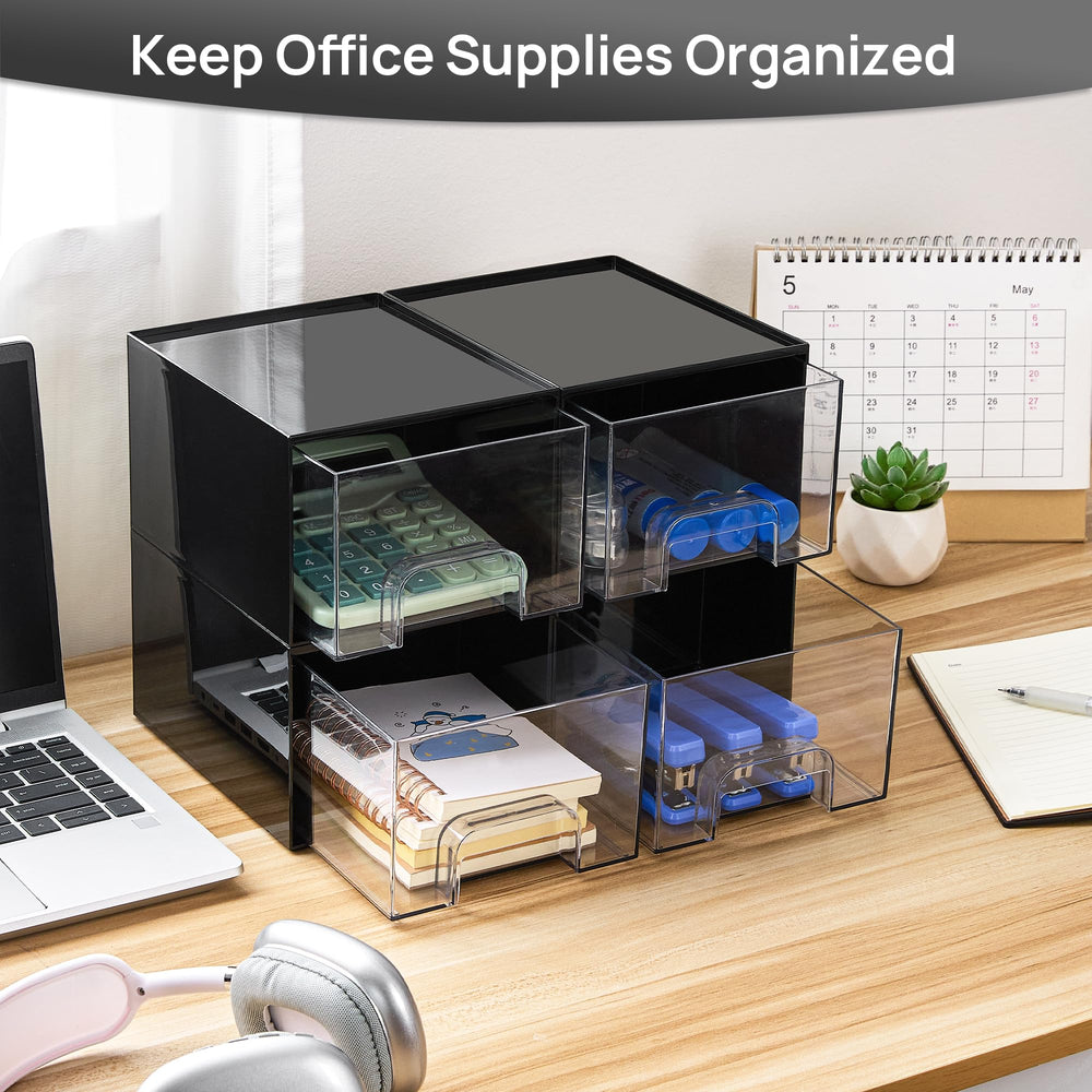 Vtopmart stackable drawer set saving vertical space and reducing clutter