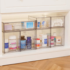 Vtopmart clear stackable drawers shown inside makeup case for easy access