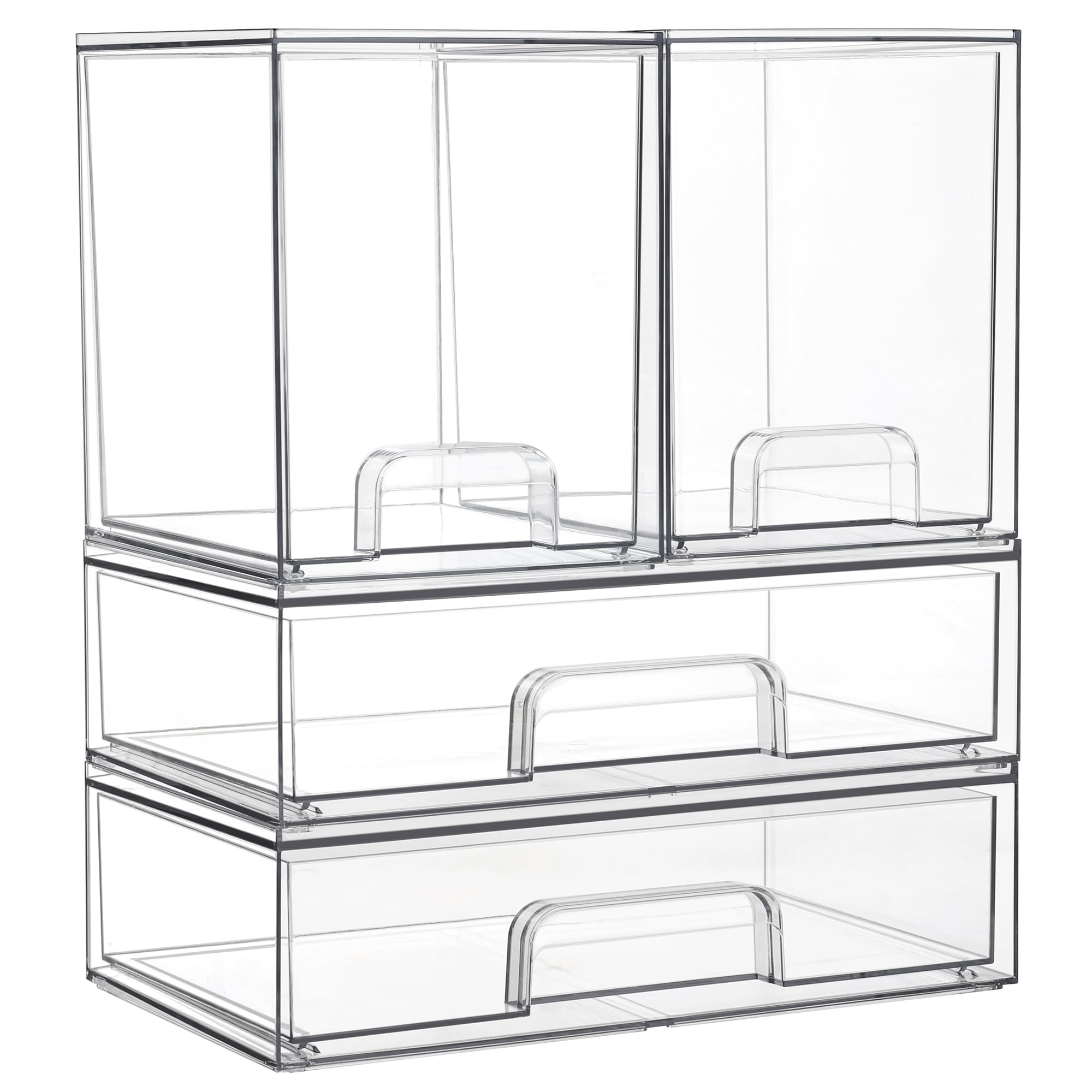 Vtopmart clear stackable drawers top view for organized makeup storage