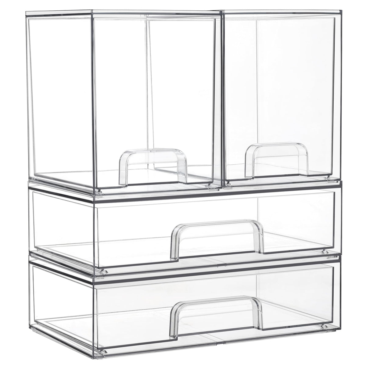 Vtopmart clear stackable drawers top view for organized makeup storage