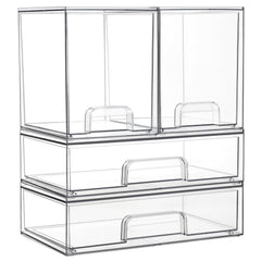 Vtopmart clear stackable drawers top view for organized makeup storage