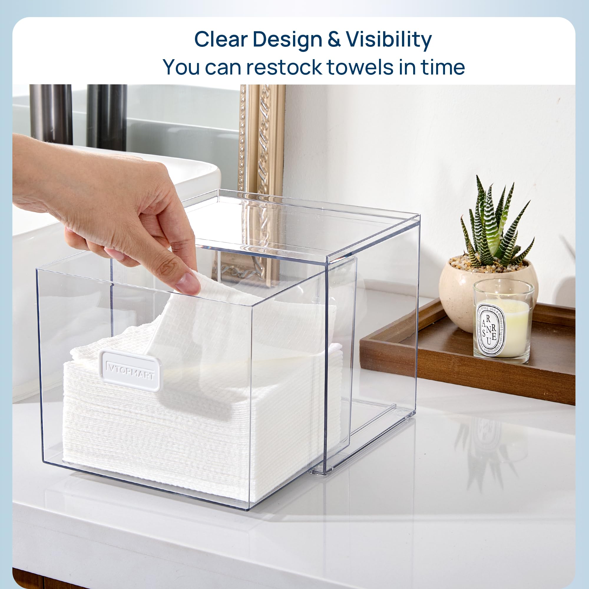 Vtopmart durable plastic towel box resists water and scratches for long-lasting storage.