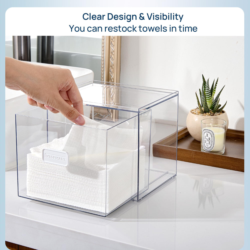 Vtopmart durable plastic towel box resists water and scratches for long-lasting storage.