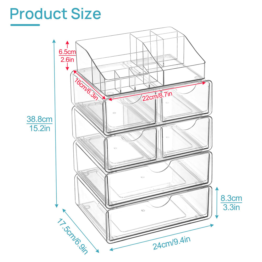 Vtopmart makeup organizer with sliding drawers for smooth access.