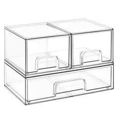 Vtopmart stackable drawers 3-set clear save countertop space and simplify makeup storage.