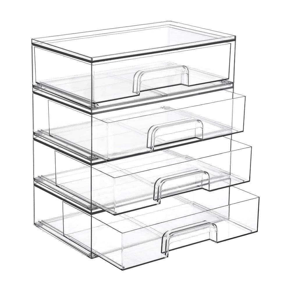 Vtopmart stackable drawers 4-pack front view showing space-saving vanity storage.