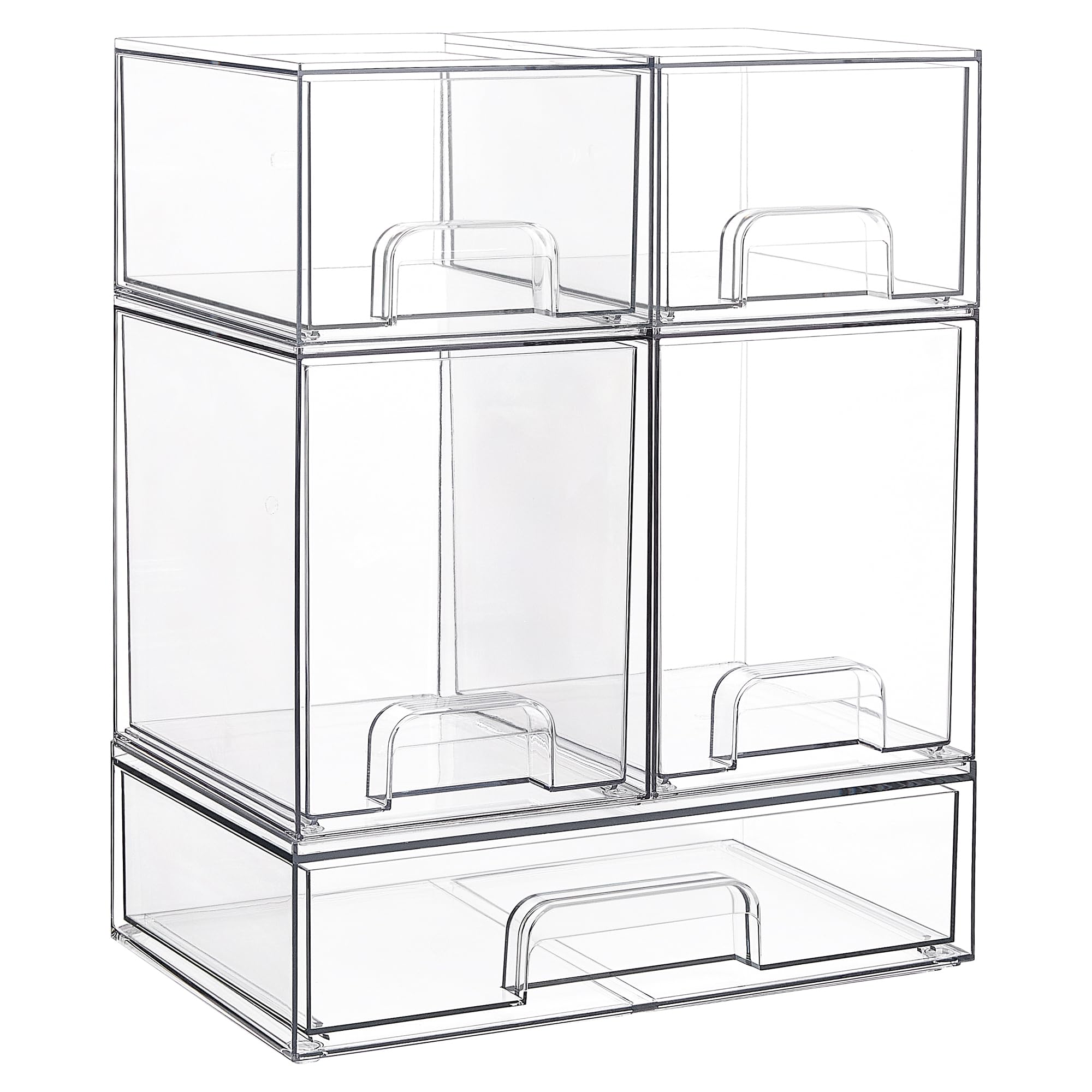 Vtopmart Stackable Drawers five clear bins for space-saving countertop storage and quick visibility