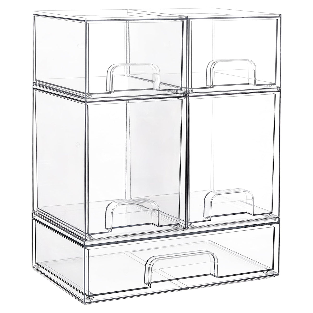 Vtopmart Stackable Drawers five clear bins for space-saving countertop storage and quick visibility