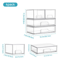 Vtopmart stackable drawers pantry clear bin simplifies cabinet storage and visibility.