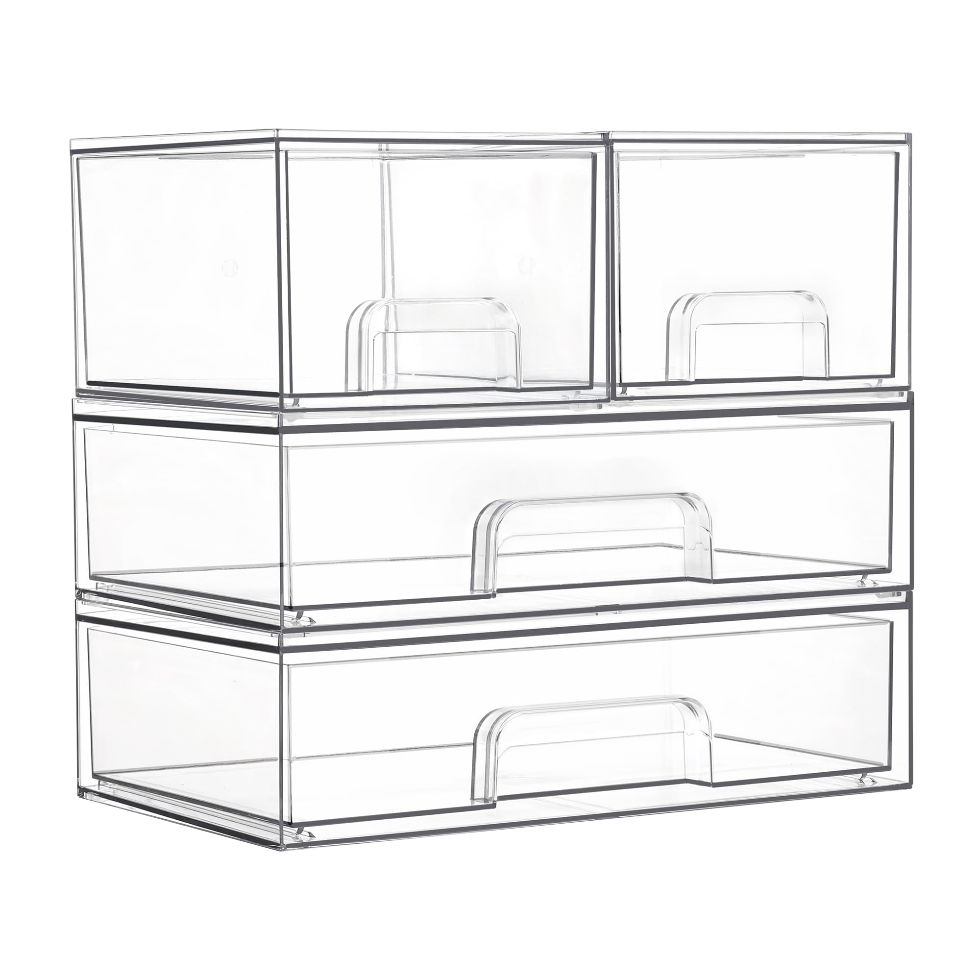 Vtopmart stackable drawers vanity clear bin keeps beauty items neatly organized.