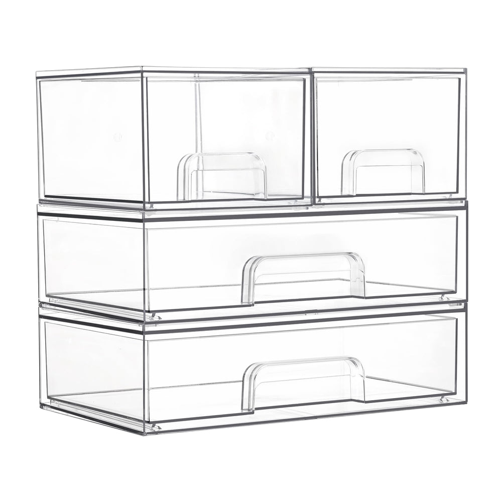 Vtopmart stackable drawers vanity clear bin keeps beauty items neatly organized.