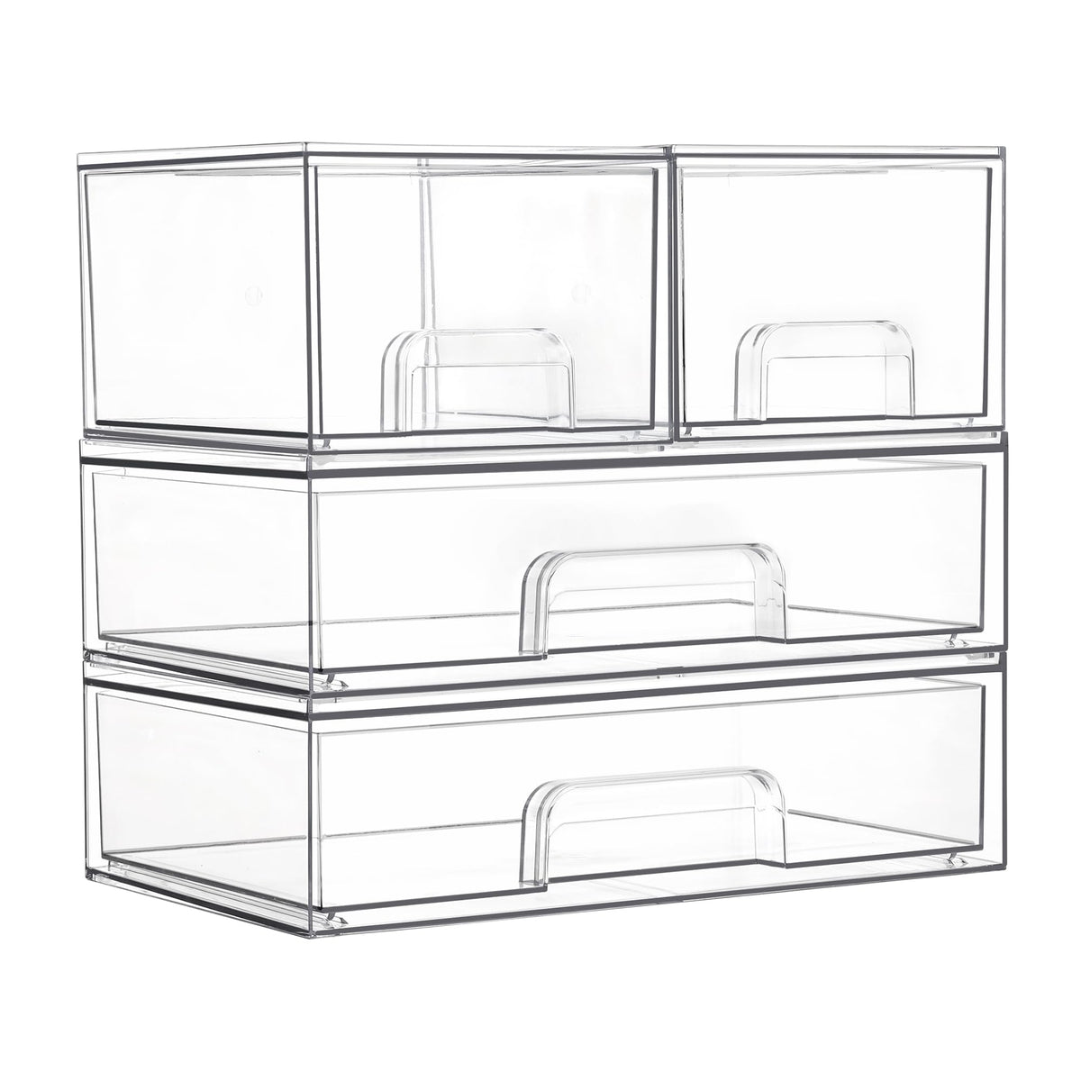 Vtopmart stackable drawers vanity clear bin keeps beauty items neatly organized.